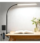Akynite LED Desk Lamp with Clamp Clip on Reading Light Dimmable USB Small Clamp Lamp with 3 Color...