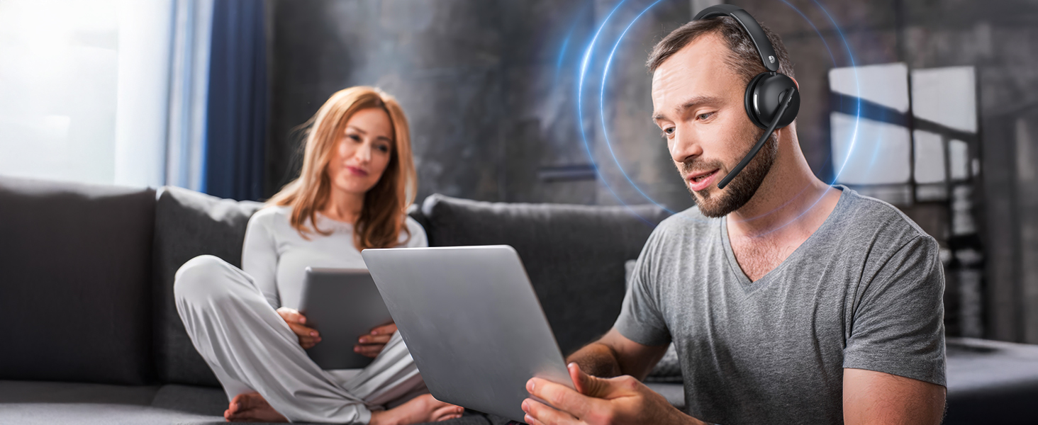 Wireless Headset with Mic for Work