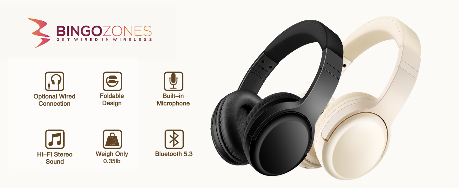 Headphone Wireless Bluetooth with Mic, Lightweight Gym Headphones for Adults