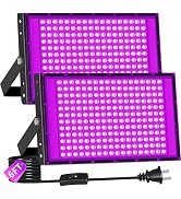 YQNLIFA 200W LED Black Lights, 2 Pack Blacklights with 10Ft Cable Plug, IP66 Waterproof Blackligh...