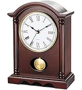 Classic Grandfather Mantel Clock for Living Room Déco, Elegant Wooden Finish, Gold-Tone P...