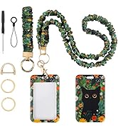 Nlicrst Scrunchie Lanyard Breakaway with ID Badge Holder - Cute Cat Style Stretchy Lanyards with ...