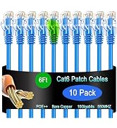 Lysymixs Cat6 Ethernet Patch Cable 6 ft (10 Pack) for Data Centers, 10G Network, Home and Enterpr...