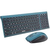 seenda COE401 Wireless Keyboard and Mouse Combo, 3-Device, Black Blue | Rechargeable slim combo c...