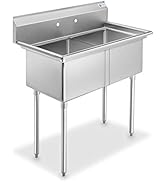 GRIDMANN 2 Compartment Commercial Stainless Steel Utility Sink, NSF Certified Kitchen Prep Sink f...