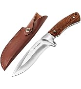 Flissa Fixed Blade Knife with Sheath, 9.8'' Full Tang Hunting Knife with High Carbon Steel Blade,...
