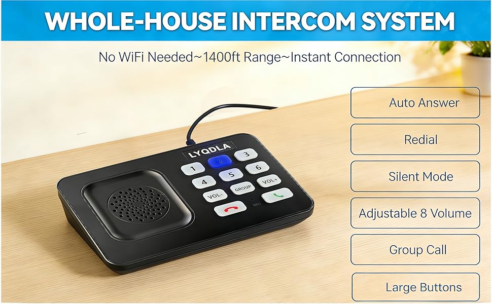This whole-house intercom works seamlessly at home, in offices, or nursing homes!