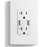 SURAIELEC 20 Amp GFCI Outlet with Dual USB-A Ports, Self-Test GFCI Electrical Outlet Combination ...