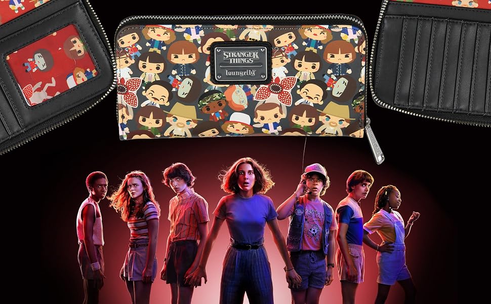 Loungefly Stranger Things Chibi Characters Simulated Leather Zip Around Wallet