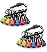 Bit Holder Key Chain 12 Pcs Set, 1/4 inch Socket Hex Shank Bit Holders Keychain for Impact Drills...