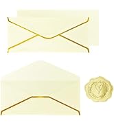 30 Pack #10 Business Envelopes with Gold Border and Stickers, 9.49x4.13 Inch Self Seal Standard E...
