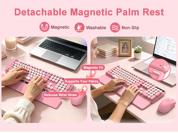 Pink Wireless Keyboard and Mouse Combo
