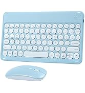 Bluetooth Wireless Keyboard and Mouse Combo-Rechargeable Mini Cute Typewriter Wireless Mouse and ...