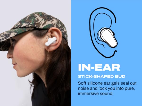 In-ear stick shaped bud