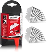 HAUTMEC 100 Pack Utility Knife Blades, Standard Box Cutter Blades with Innovative Safty Dispenser...
