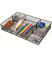 VyGrow Desk Drawer Organizer Tray, Metal Mesh Drawer Organizers Office, 6 Adjustable Compartment,...