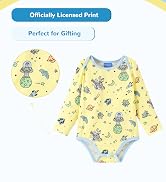 Disney Stitch Princess Marvel 3 Packs Baby Viscose Made from Bamboo Button Dwon Bodysuit for Newb...
