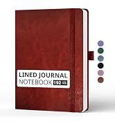 Lined Journal Notebook, A5, 192 Pages 100 GSM Thick Paper, Hardcover Leather College Ruled Journa...