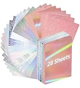 28 Sheets Holographic Cardstock, 8" x 12" Metallic Glitter Shiny Iridescent Mirror Paper 250gsm/9...
