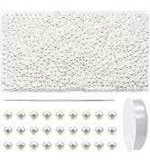 TOAOB 1400pcs Pearl Beads 6mm White Pearls Craft Beads Loose Round Faux Pearl Beads with Holes fo...