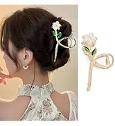 1Pcs Flower Hair Claw Clips White Lily Flower Design Hair Clips for Women Hair Accessories Exquis...