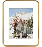 Golden State Art 11x14 Aluminum Picture Frame Bronze - With Round Corners - With Mat for 8x10 Pho...