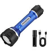 WORKPRO Flashlight Rechargeable, High Lumens Aluminum IPX7 Waterproof Flash Light, 3 Mode Battery...