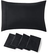 Bedsure Queen Pillow Cases Set of 4 - Black Brushed Microfiber Pillowcases 4 Pack, Super Soft Pil...