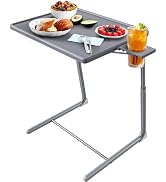 HUANUO Adjustable TV Tray Table - TV Dinner Tray on Bed & Sofa, Comfortable Folding Table with 6 ...
