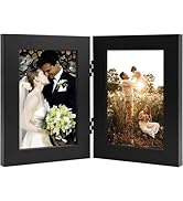 Golden State Art, 4x6 Double Picture Frame Vertical Hinged Photo Frame 2 Opening Folding Family F...