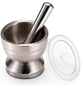 18/8 Stainless Steel Mortar and Pestle Set for Grind Spices, Non-Slip Base | Food-Grade Mortar an...