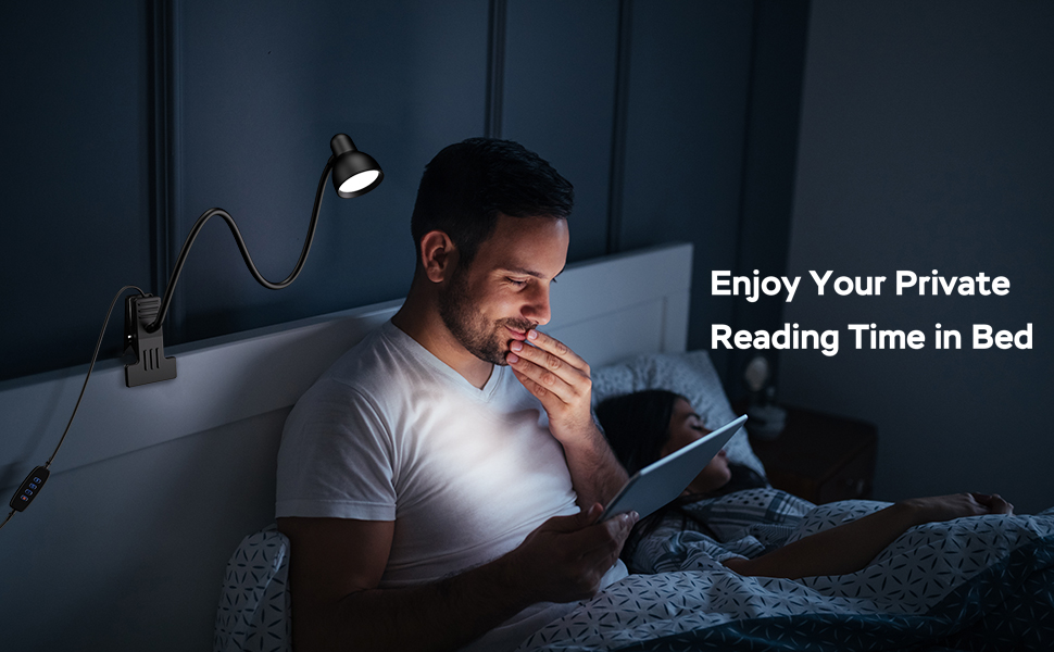 LED Desk Lamp Clip On Reading Light Book Light for Reading in Bed