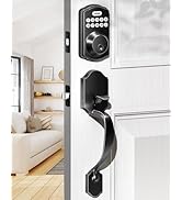 TEEHO Keyless Entry Door Lock - Electronic Keypad Deadbolt with Handle Set - Front Door Handles -...
