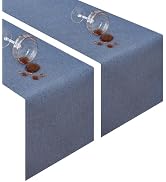 Wolkemer 2 Pack Farmhouse Mist Blue Table Runners 48 Inches Water Resistant | Faux Linen Wipeable...
