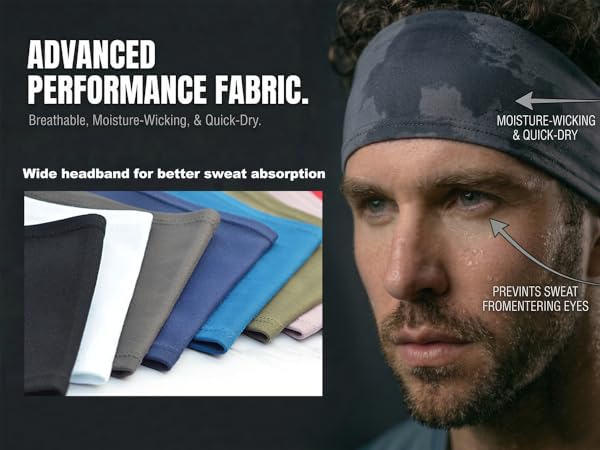 Wide mens running headband