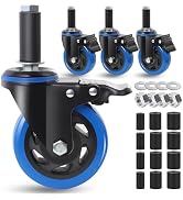 Enyke 4 Inch Prep Table Cater Wheels Set of 4, Threaded Swivel Expanding Stem Casters with Brake ...