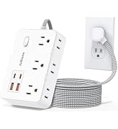 Surge Protector Power Strip, 6 Flat Plug with 4USB(2USB -C), 10FT Extension Cord, 1050J 3-Sided O...