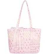 shiprabags Quilted Small Tote Bag for Women, Lightweight Floral Shoulder Bag,Soft College Travel ...