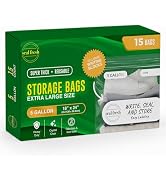 Seal Fresh 5 Gallon Large Plastic Storage Bags – 18" x 24" (15 Count) – Reusuable XXL Extra Large...