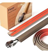 DELAMU 5ft Self-Adhesive Floor Cord Cover, 1.2" Diameter, WalnutWood | Cord Covers for Wires on F...