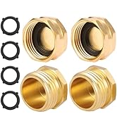 4 PCS 3/4"Garden Hose End Caps,Brass Garden Hose Cap Male Brass Pipe Plug Outer Garden Hose Male ...