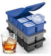 Large Silicone Ice Cube Trays with Lids, ZDPMK 3 Pack Large Ice Cube Molds for Whiskey, Easy-Rele...