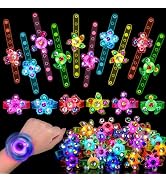 24PCS LED Light Up Fidget Spinner Bracelets Party Favors Bulk for Kids 4-8 8-12 Easter Egg Filler...