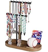 kulusion Wooden Baseball or Softball Drip Necklace Organizer Holder, 3 Tier Baseball Display Stan...
