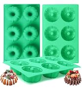 Zorazio 3Pcs Silicone Original Bundt Pan, 6Cavity Mini Heritage Bundtlette Cake Silicone Mold for...