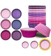qiqee Jumbo 300-Count Cupcake Liners Cupcake Cups Food Grade 6 Solid Pink Purple Colors Cupcake P...