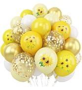 Sunflower Yellow Gold Balloons, 12 Inch Yellow Sunflower Balloons, Sunflower Bee Theme Balloon wi...