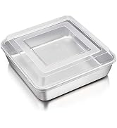 P&P CHEF 8”x 8” Baking Pan with Lid, Square Cake Pan with Lid, 2 Pcs | 1 Stainless Steel Brownie ...