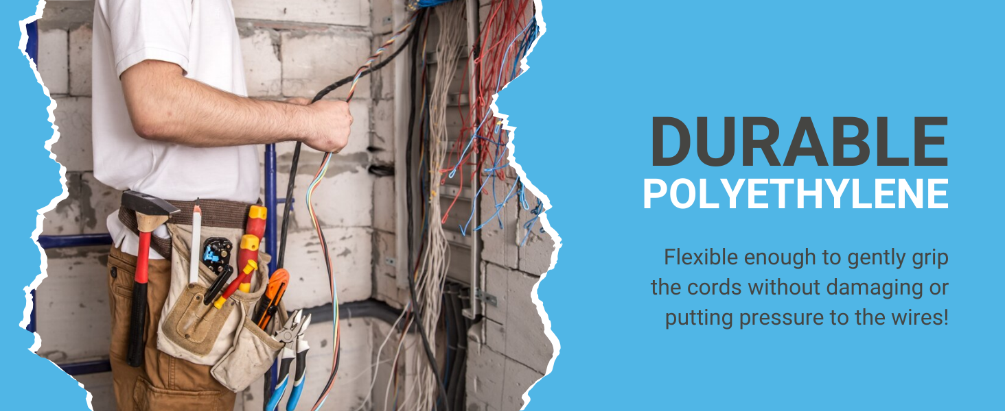 flexible enough to gently grip the cords without damaging to the wires