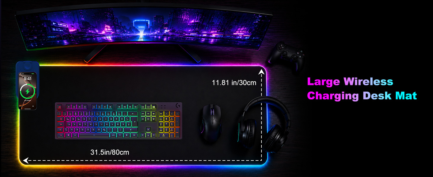 3 in 1 Wireless Charging RGB Gaming Mouse Pad